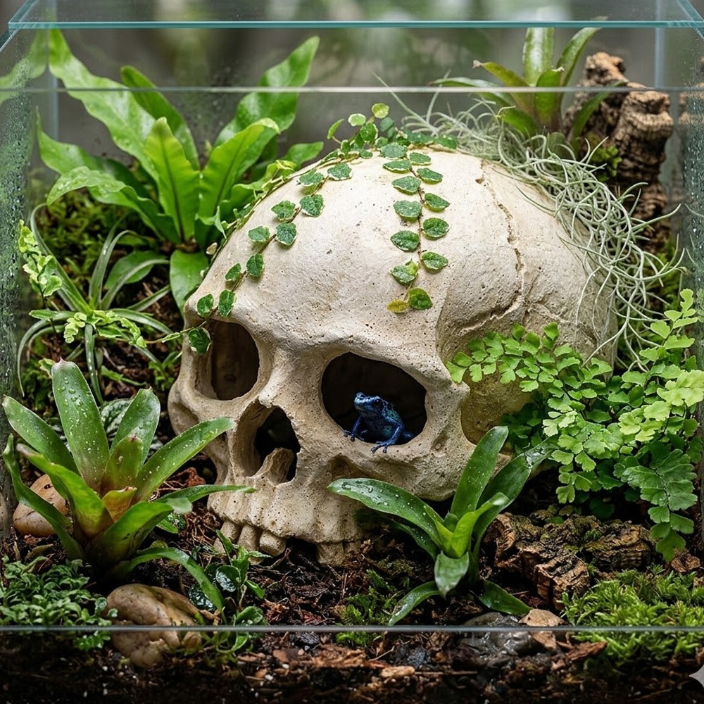 Ozdoba Czaszka Kryjówka Dekoracja do Terrarium Akwarium Happet 15cm